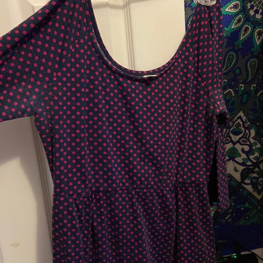 Blue and pink polkadot dress size large
